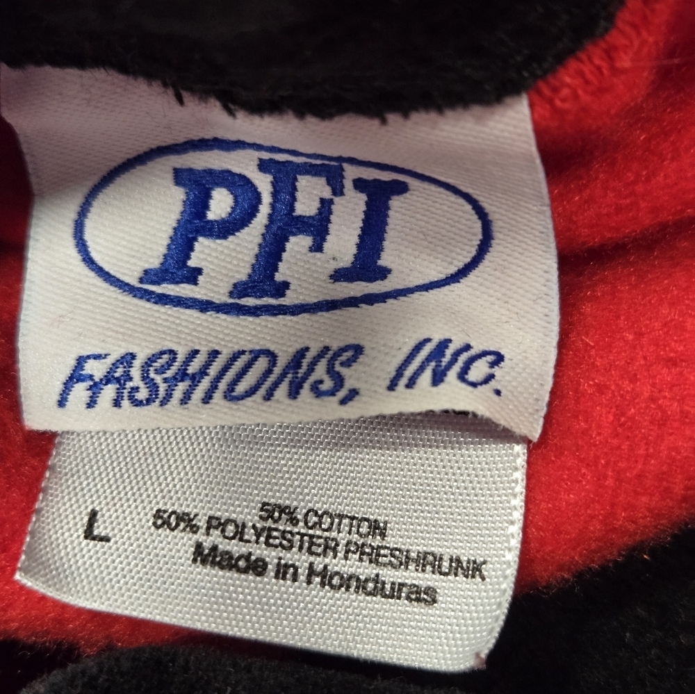 PFI Red Floral Turtleneck Sweater Sweatshirt L Velour Neck - Picture 4 of 4